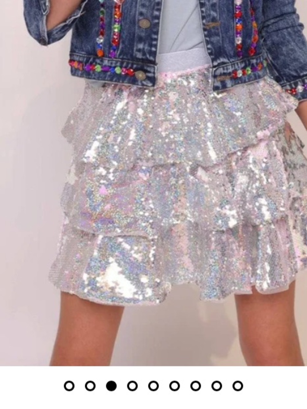 Lola & the boys Sparkling Pink Sequin Tiered Skirt